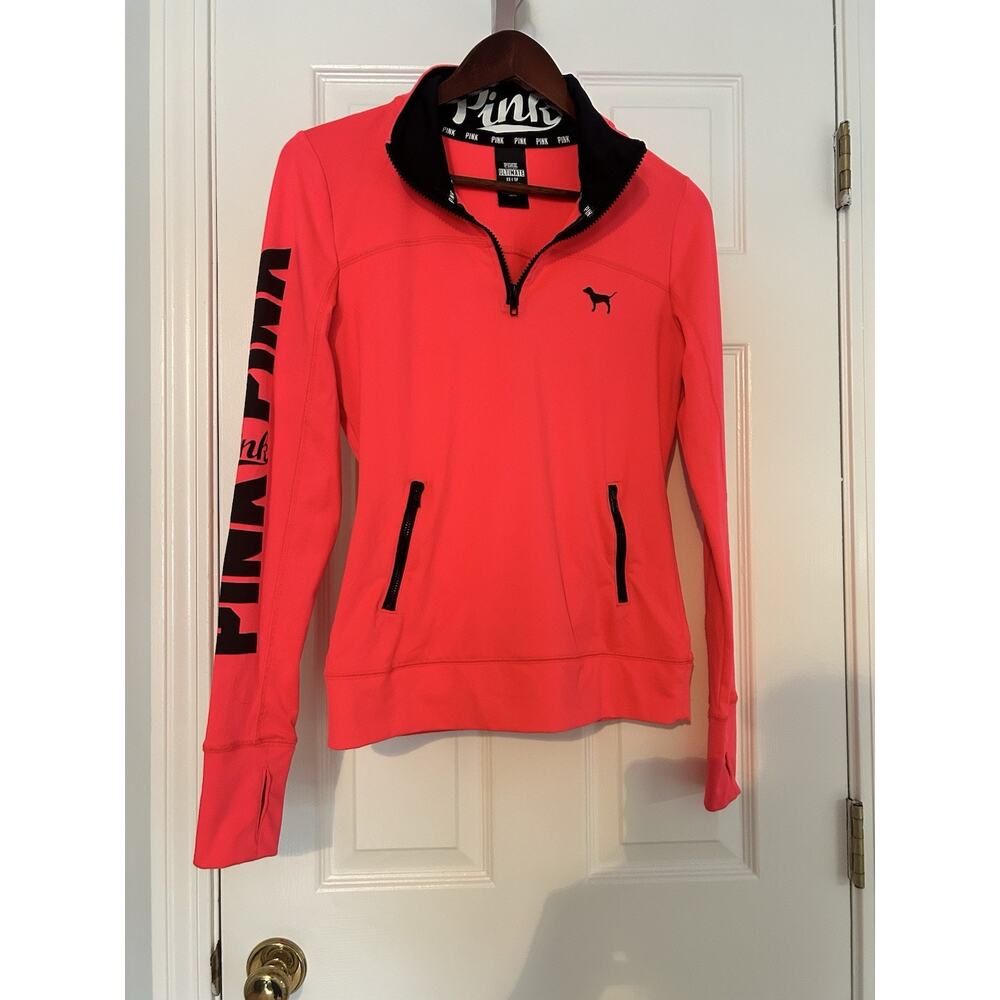 PINK Victoria’s Secret Ultimate 1/4 Zip Pullover XS Neon Pink Athletic Top